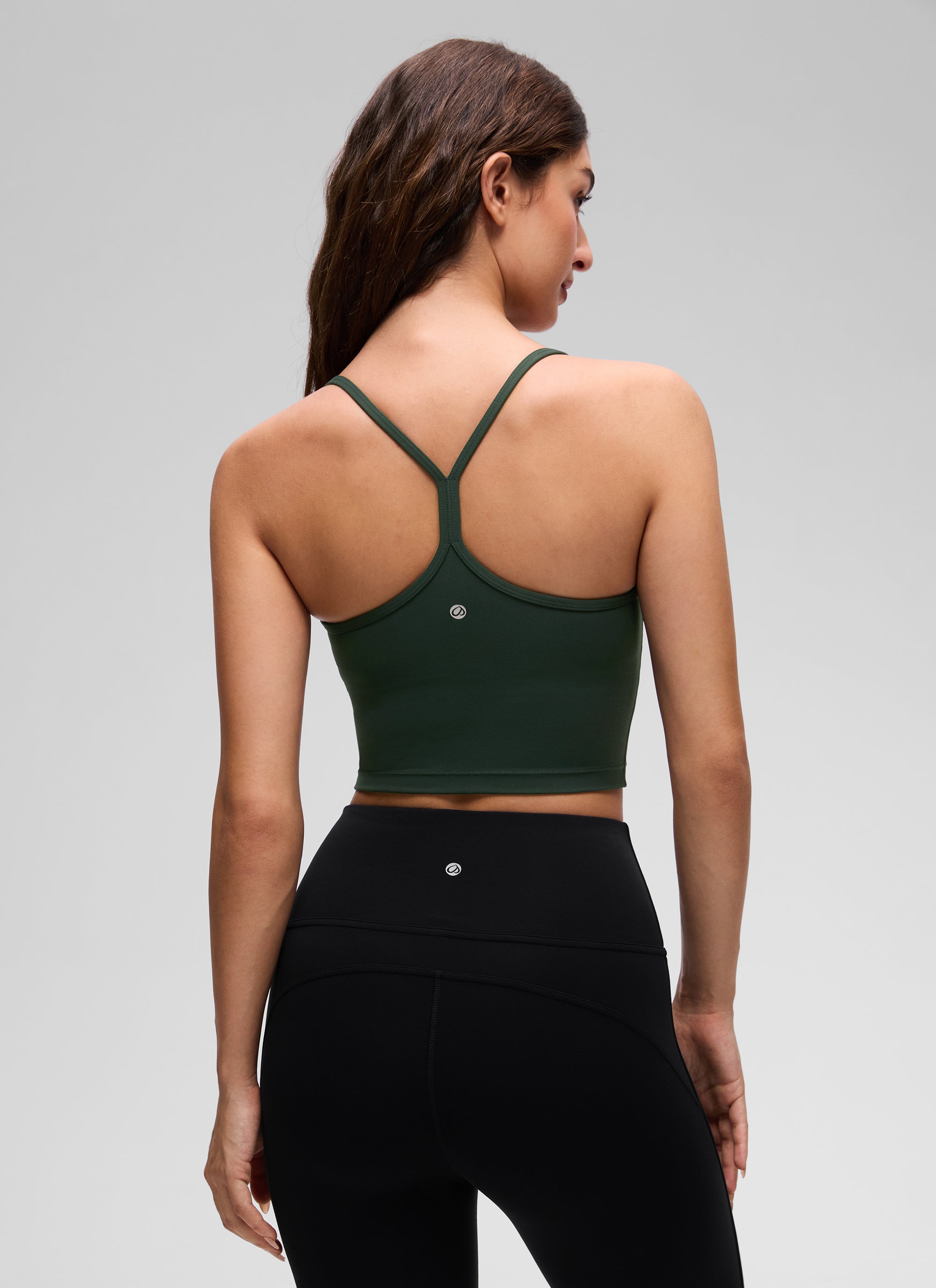 CRZ YOGA Womens Butterluxe Y Back Longline Sports Bras Crop Tank Top Legend Green