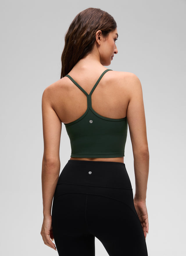 CRZ YOGA Womens Butterluxe Y Back Longline Sports Bras Crop Tank Top Legend Green @model_info:Inga