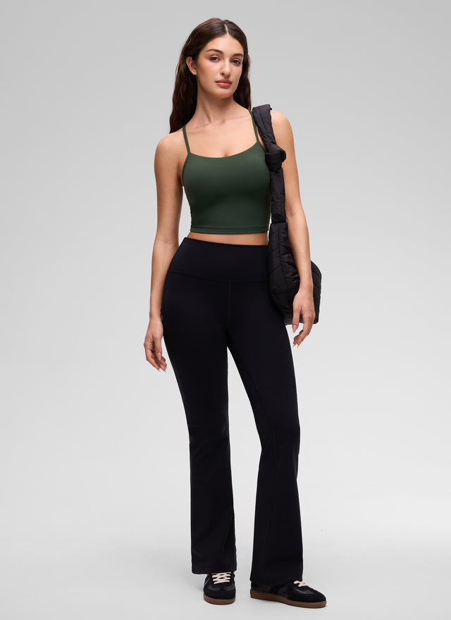 CRZ YOGA Womens Butterluxe Y Back Longline Sports Bras Crop Tank Top Legend Green