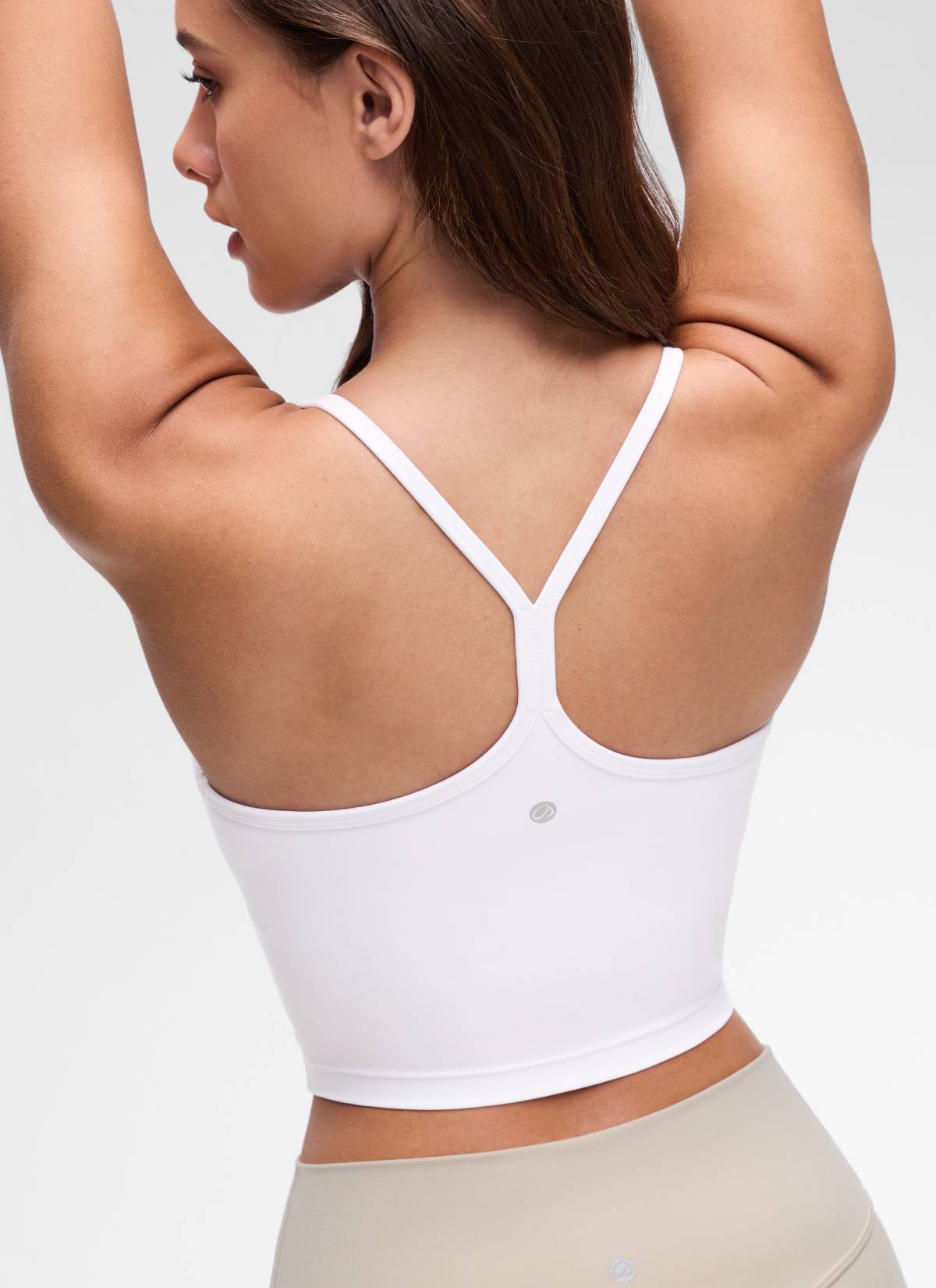 CRZ YOGA Womens Butterluxe Y Back Longline Sports Bras Crop Tank Top White