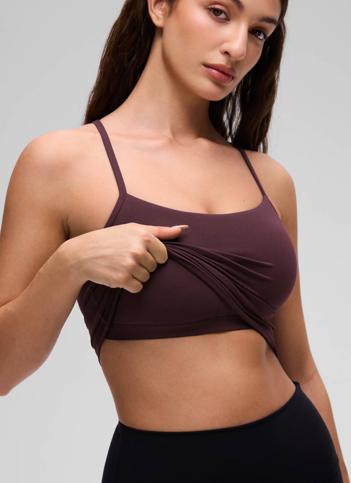 CRZ YOGA Womens Butterluxe Y Back Longline Sports Bras Crop Tank Top Ripe Plum @model_info:Inga