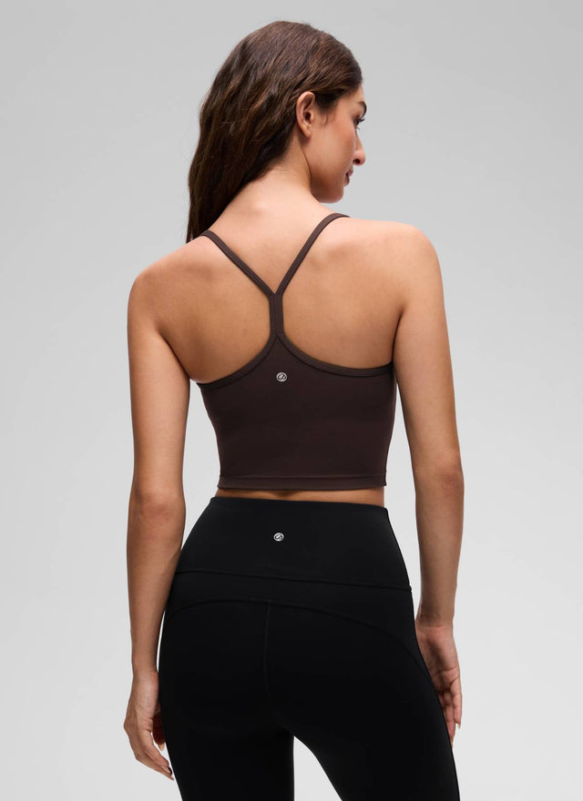 CRZ YOGA Womens Butterluxe Y Back Longline Sports Bras Crop Tank Top Hot Fudge Brown