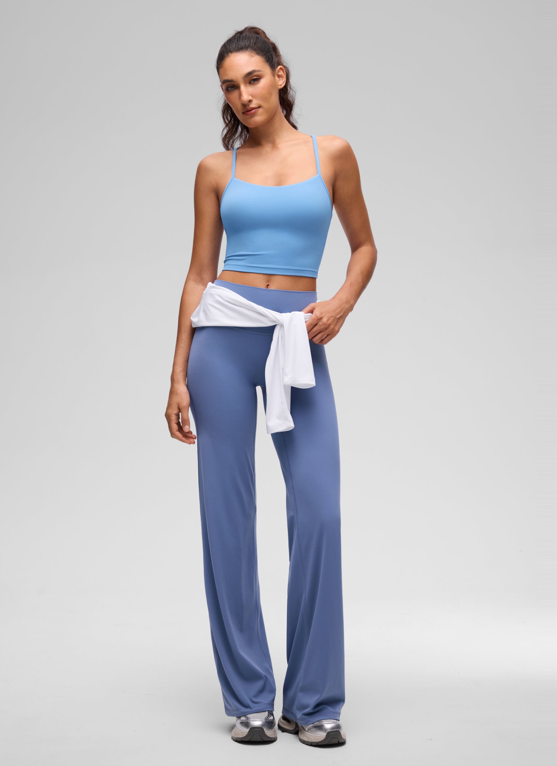 CRZ YOGA Womens Butterluxe Y Back Longline Sports Bras Crop Tank Top Party Blue @model_info:V