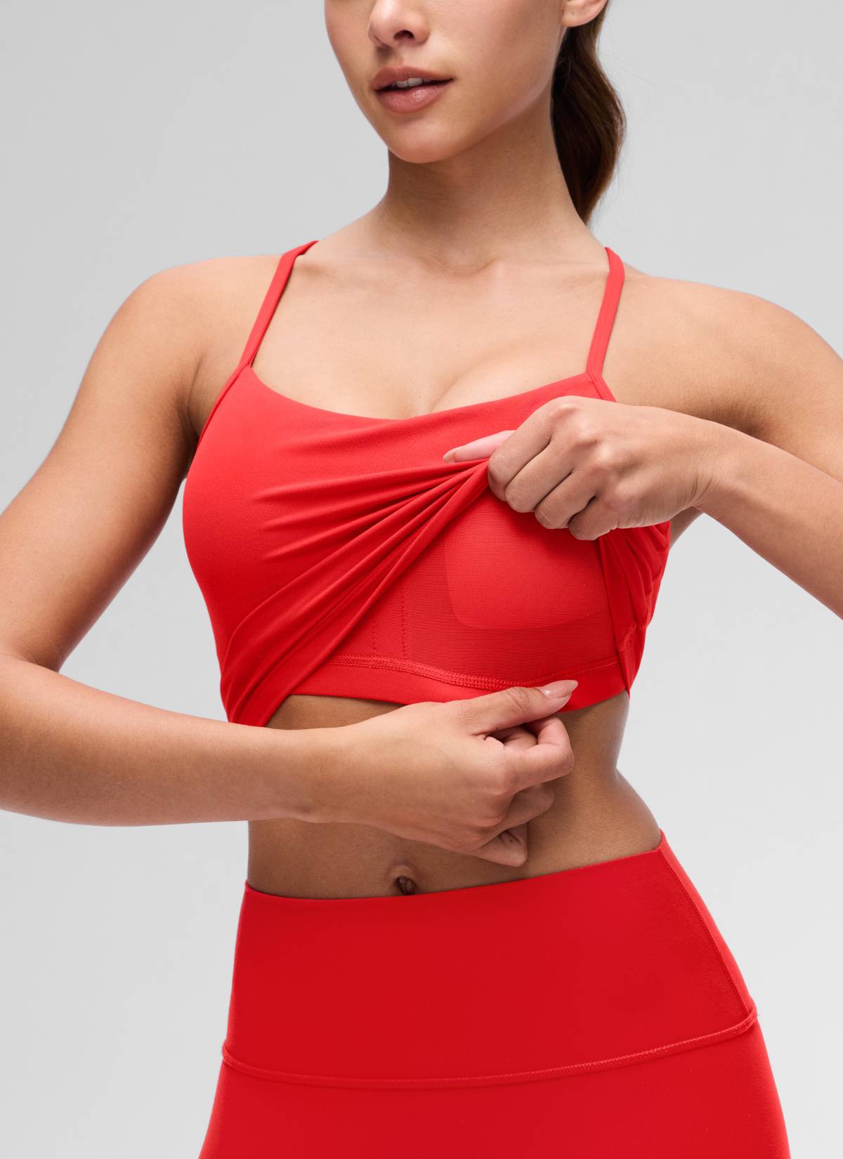 CRZ YOGA Womens Butterluxe Y Back Longline Sports Bras Crop Tank Top Deep Red