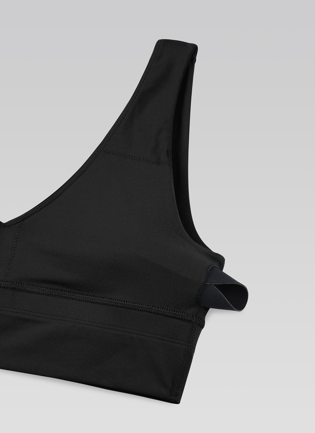 CRZ YOGA Women's Light Support Butterluxe Yoga Bra Longline U back V Neck Black