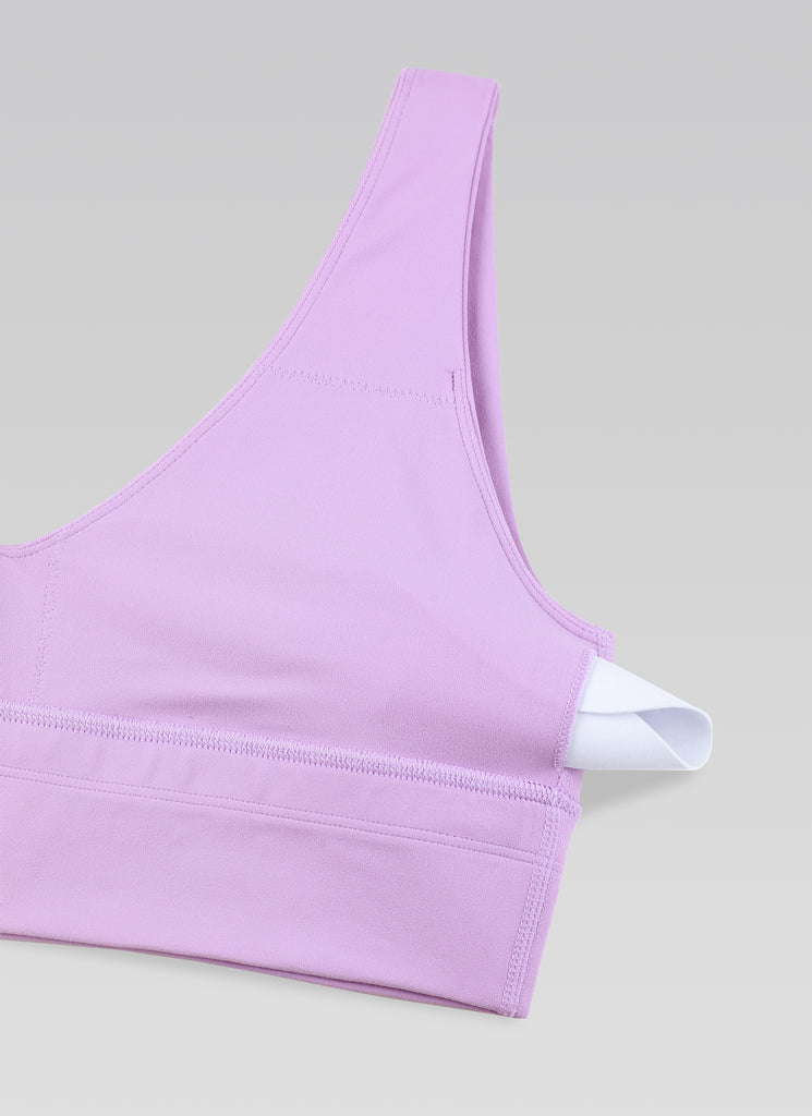 CRZ YOGA Women's Light Support Butterluxe Yoga Bra Longline U back V Neck Lilac