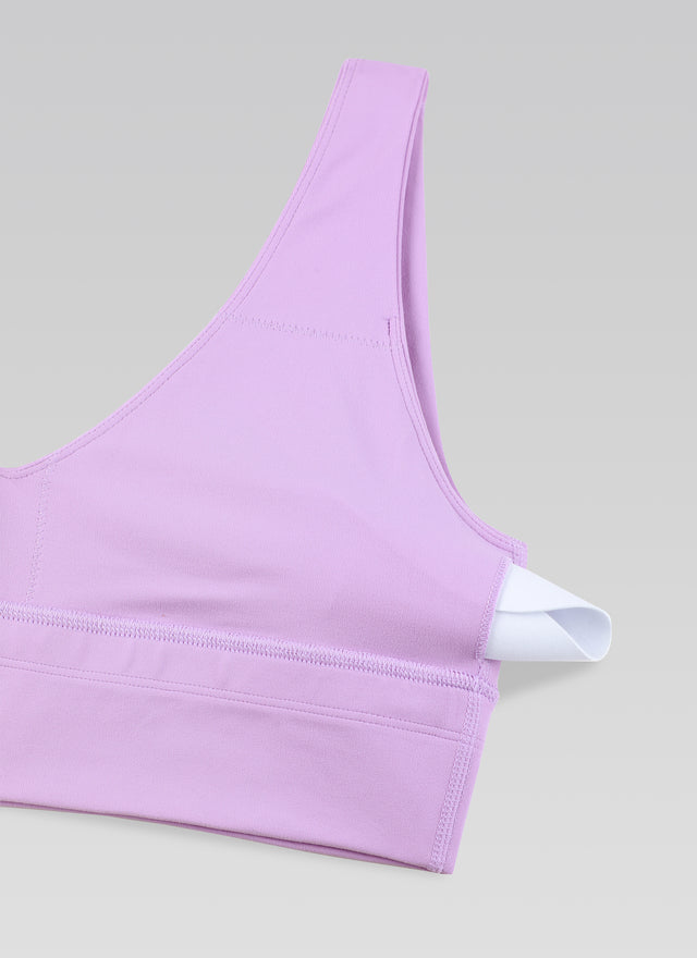 CRZ YOGA Women's Light Support Butterluxe Yoga Bra Longline U back V Neck Lilac