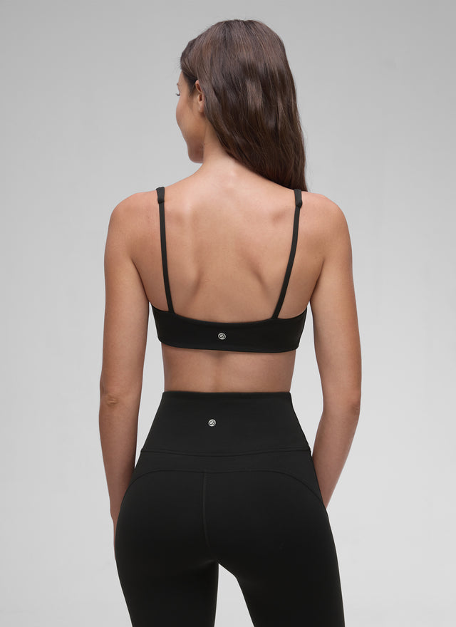 CRZ YOGA Women Butterluxe Square Neck Cami Padded Mini Bra Black