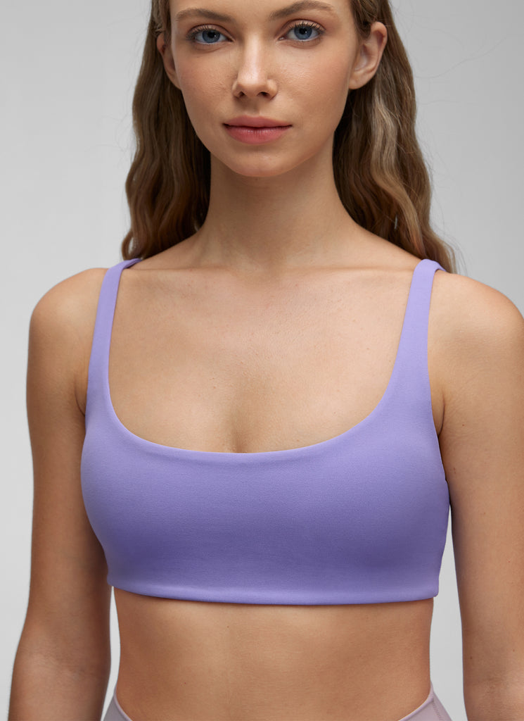 CRZ YOGA Women Butterluxe Square Neck Cami Padded Mini Bra Dark Lavender Purple