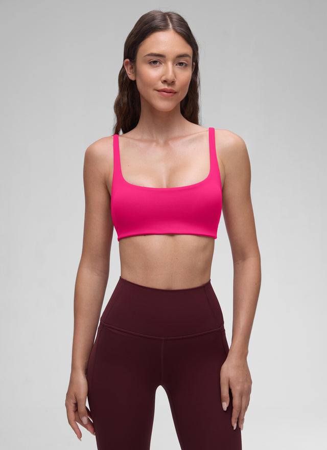 CRZ YOGA Women Butterluxe Square Neck Cami Padded Mini Bra Granita Pink