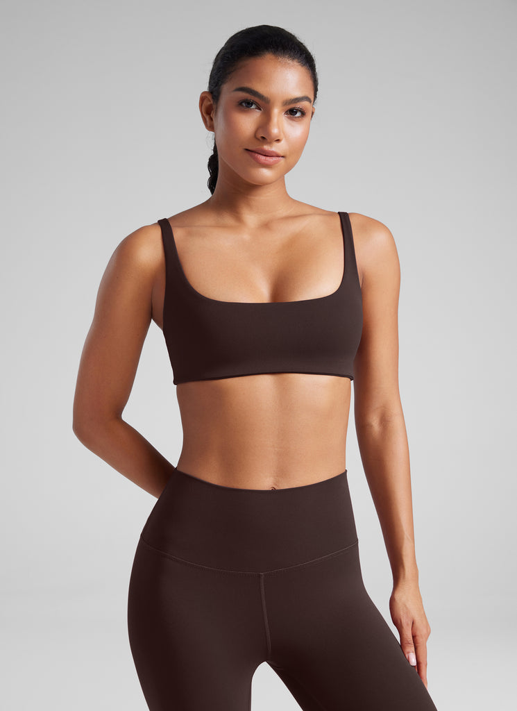 CRZ YOGA Women Butterluxe Square Neck Cami Padded Mini Bra Cambric Blue