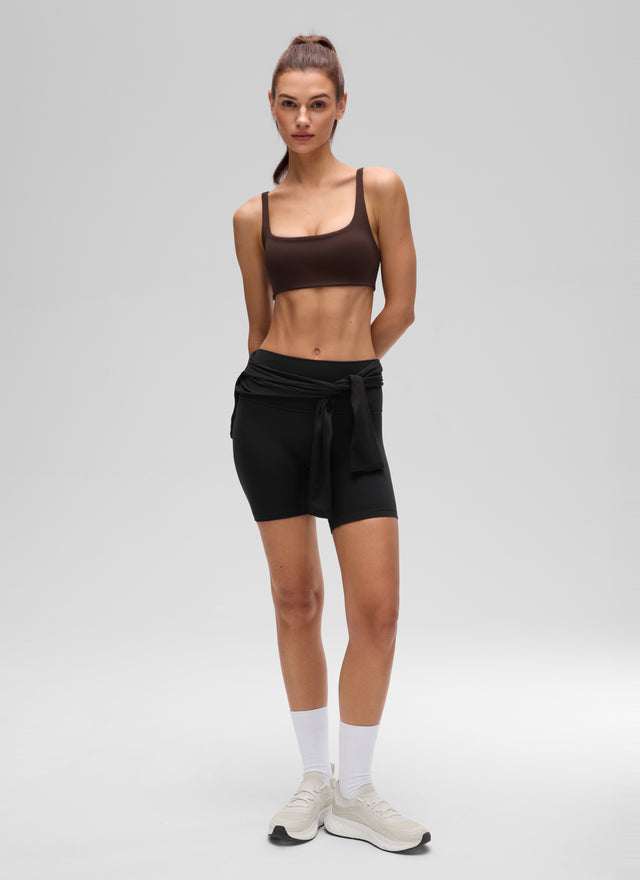 CRZ YOGA Women Butterluxe Square Neck Cami Padded Mini Bra Hot Fudge Brown @model_info:G