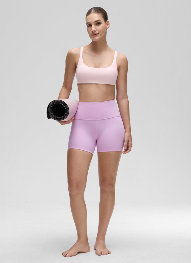 CRZ YOGA Women Butterluxe Square Neck Cami Padded Mini Bra Strawberry Pink