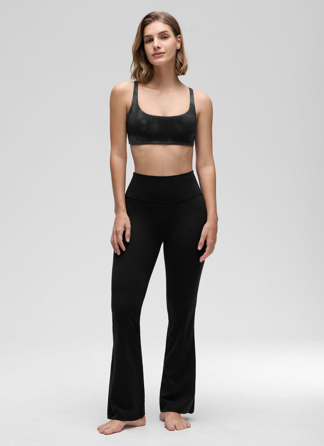 CRZ YOGA Women Butterluxe Square Neck Cami Padded Mini Bra Black Tie Dye Flowers @model_info:Jaynne