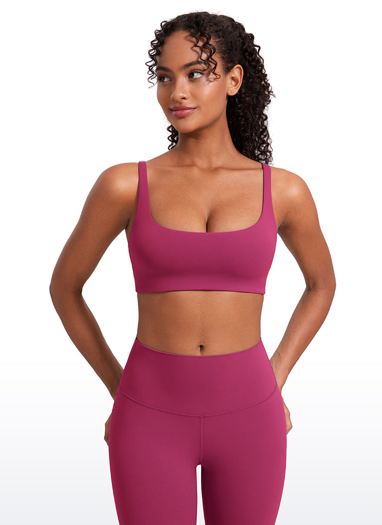 CRZ YOGA Women Butterluxe Square Neck Cami Padded Mini Bra Black Tie Dye Flowers