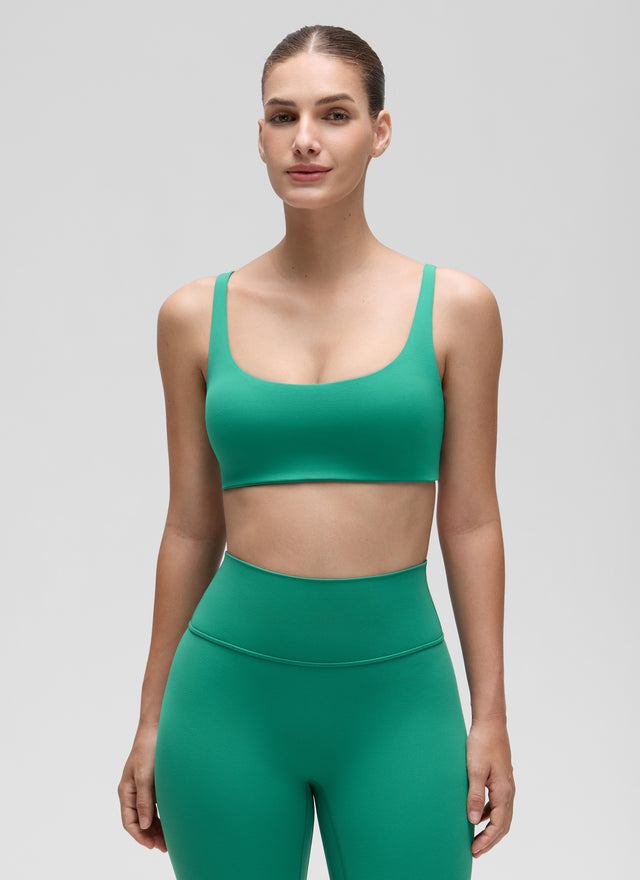 CRZ YOGA Women Butterluxe Square Neck Cami Padded Mini Bra Cascadia Green @model_info:Jaynne