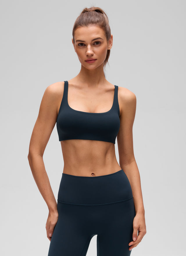 CRZ YOGA Women Butterluxe Square Neck Cami Padded Mini Bra True Navy