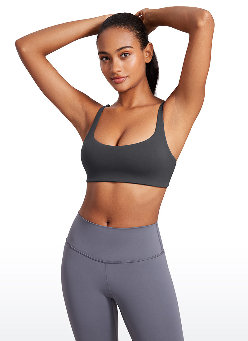 CRZ YOGA Women Butterluxe Square Neck Cami Padded Mini Bra Mysterious Grey