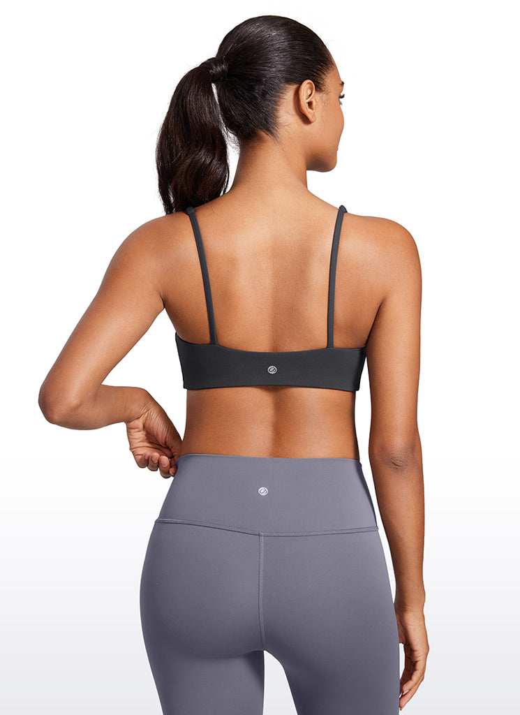 CRZ YOGA Women Butterluxe Square Neck Cami Padded Mini Bra Hot Fudge Brown