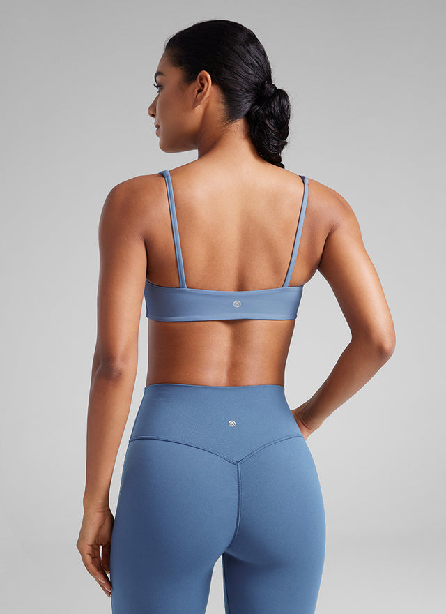 CRZ YOGA Women Butterluxe Square Neck Cami Padded Mini Bra Oasis Blue @model_info:Amanda