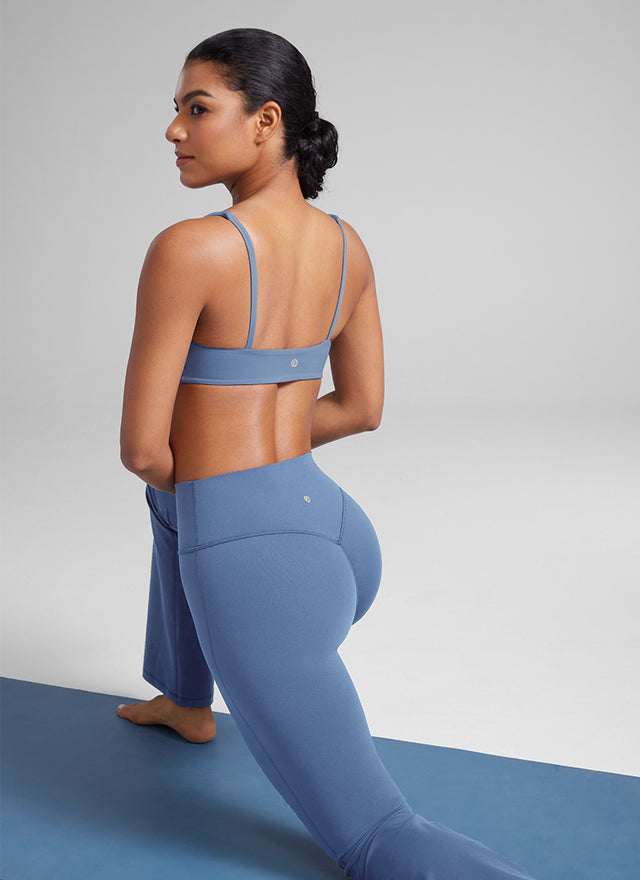 CRZ YOGA Women Butterluxe Square Neck Cami Padded Mini Bra Oasis Blue