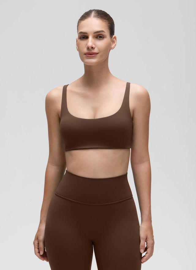 CRZ YOGA Women Butterluxe Square Neck Cami Padded Mini Bra Lava Brown @model_info:Jaynne