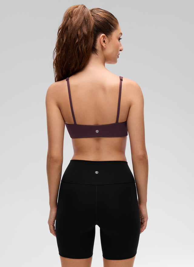 CRZ YOGA Women Butterluxe Square Neck Cami Padded Mini Bra Ripe Plum @model_info:Inga