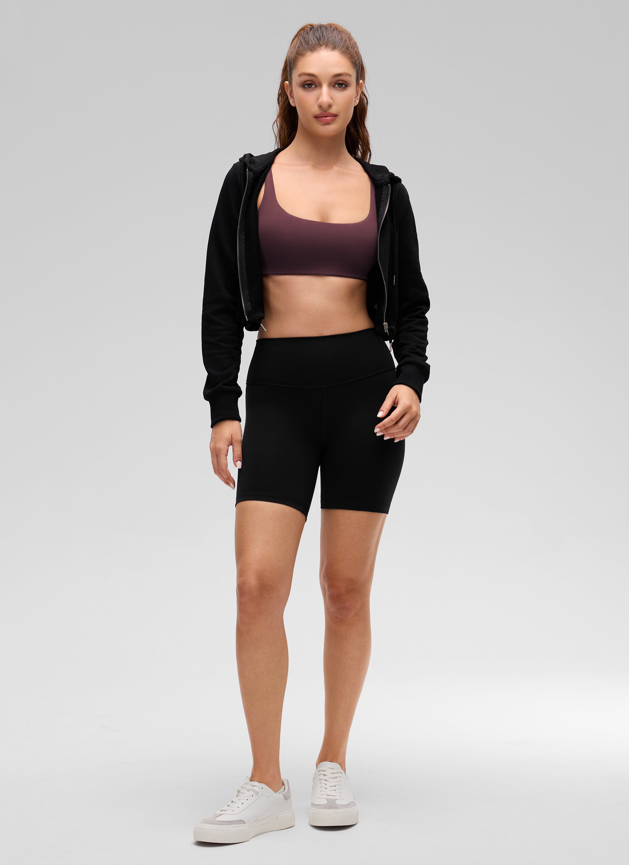 CRZ YOGA Women Butterluxe Square Neck Cami Padded Mini Bra Ripe Plum @model_info:Inga