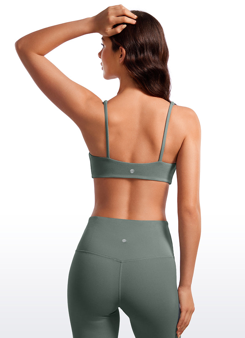CRZ YOGA Women Butterluxe Square Neck Cami Padded Mini Bra Grey Sage
