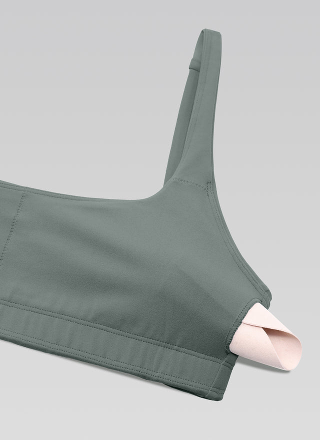 CRZ YOGA Women Butterluxe Square Neck Cami Padded Mini Bra Grey Sage @model_info:NEW