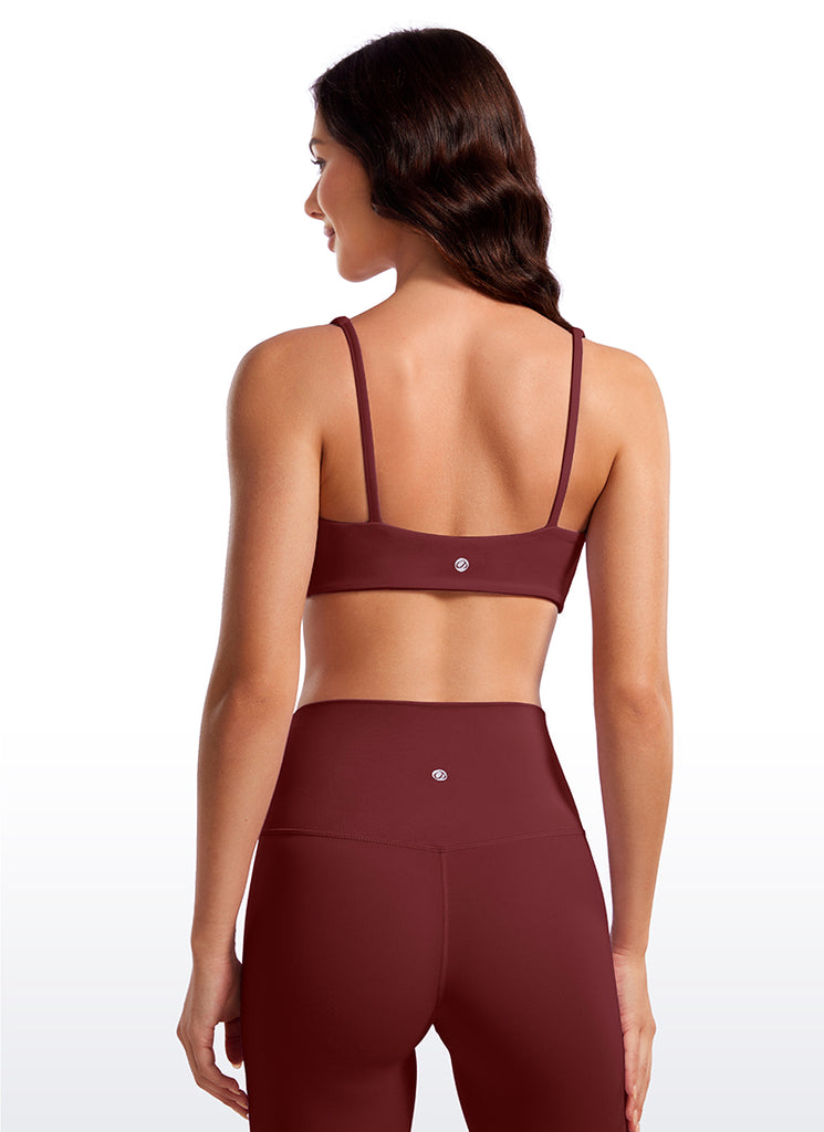 CRZ YOGA Women Butterluxe Square Neck Cami Padded Mini Bra Noctilucence Red