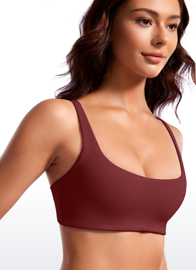 CRZ YOGA Women Butterluxe Square Neck Cami Padded Mini Bra Noctilucence Red