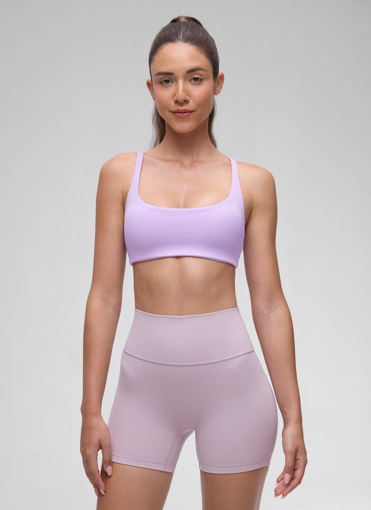 CRZ YOGA Women Butterluxe Square Neck Cami Padded Mini Bra Elfin Purple