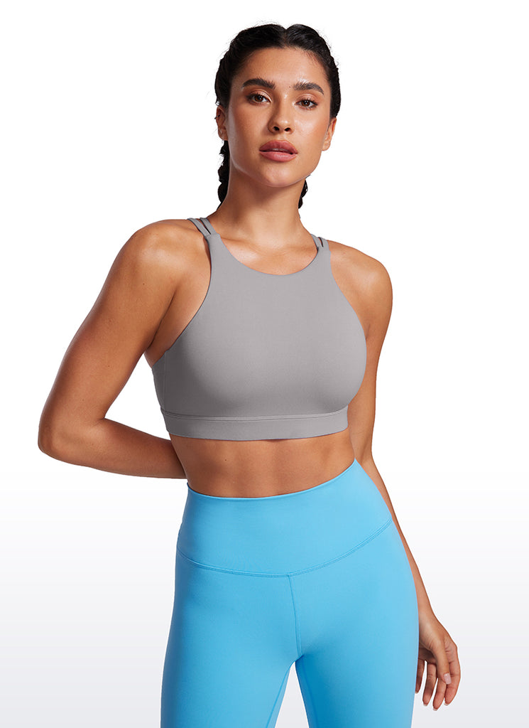 CRZ YOGA Womens Butterluxe Longline Sports Bras Criss Cross Back True Navy