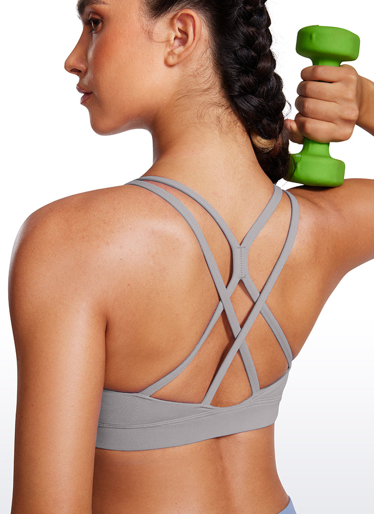 CRZ YOGA Womens Butterluxe Longline Sports Bras Criss Cross Back True Navy