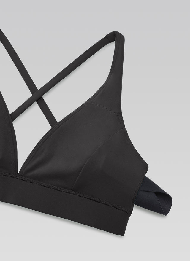 CRZ YOGA Women's Light Support Butterluxe Yoga Bra Strappy back V Neck Black