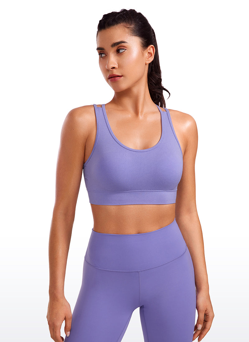 Seamless Strappy Longline Bra Criss Cross Back