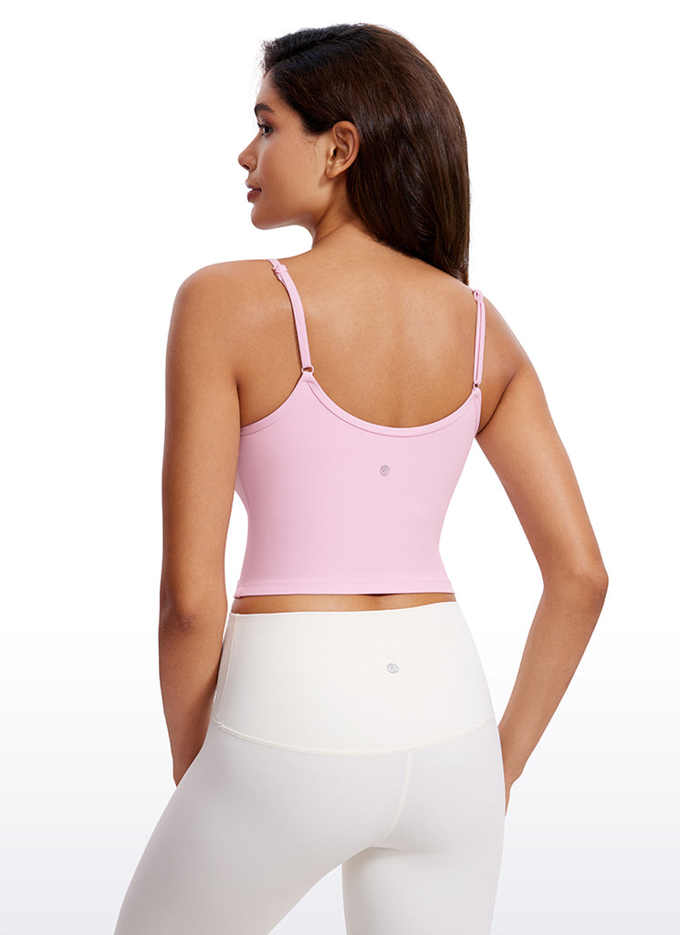 CRZ YOGA Butterluxe Womens V Neck Longline Yoga Padded Sports Bra Pink Peony