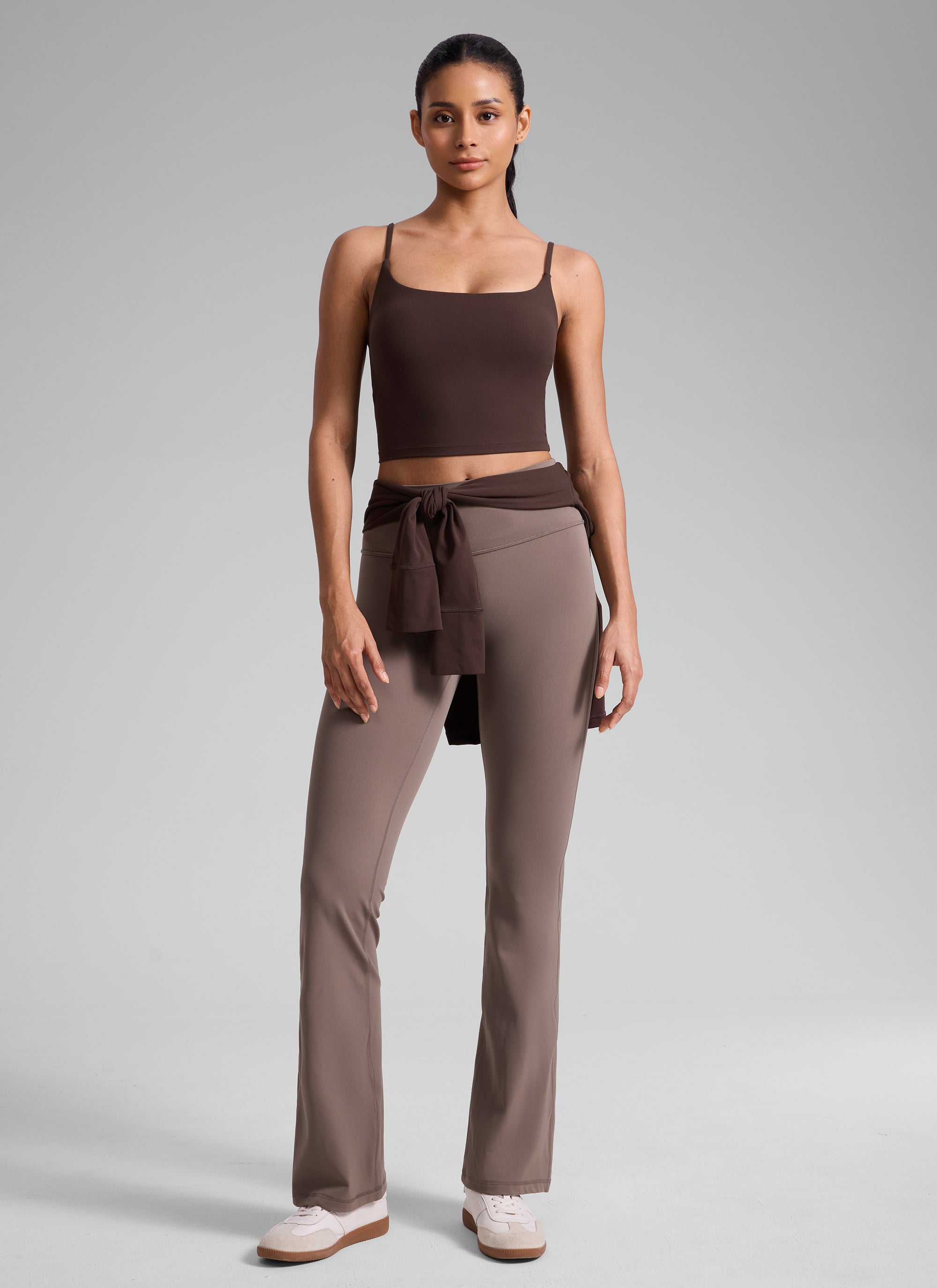 CRZ YOGA Womens Butterlift Scoop Neck U Back Yoga Longline Sports Bra Waves Blue