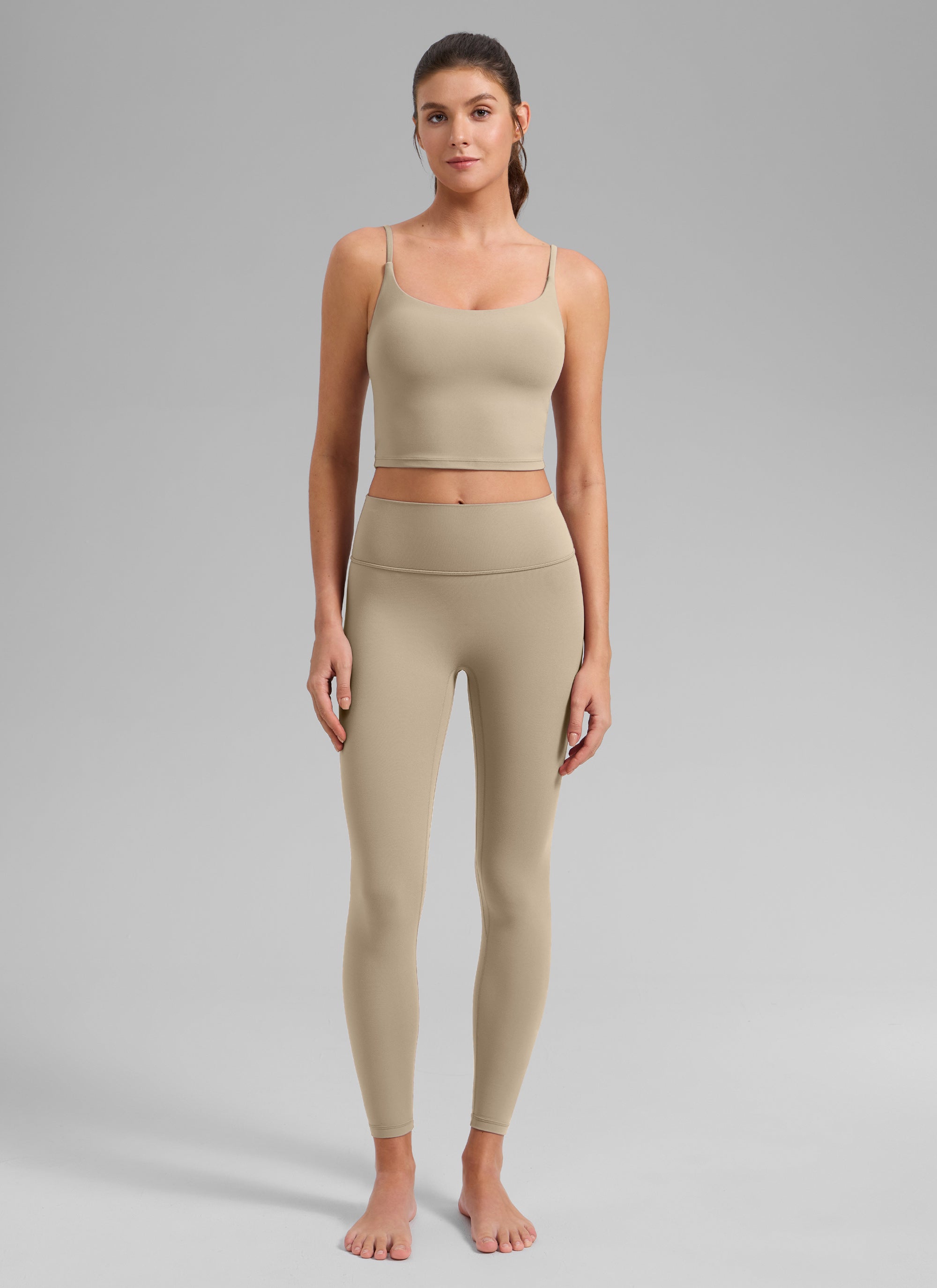 CRZ YOGA Womens Butterlift Scoop Neck U Back Yoga Longline Sports Bra Oak @model_info:Gelya