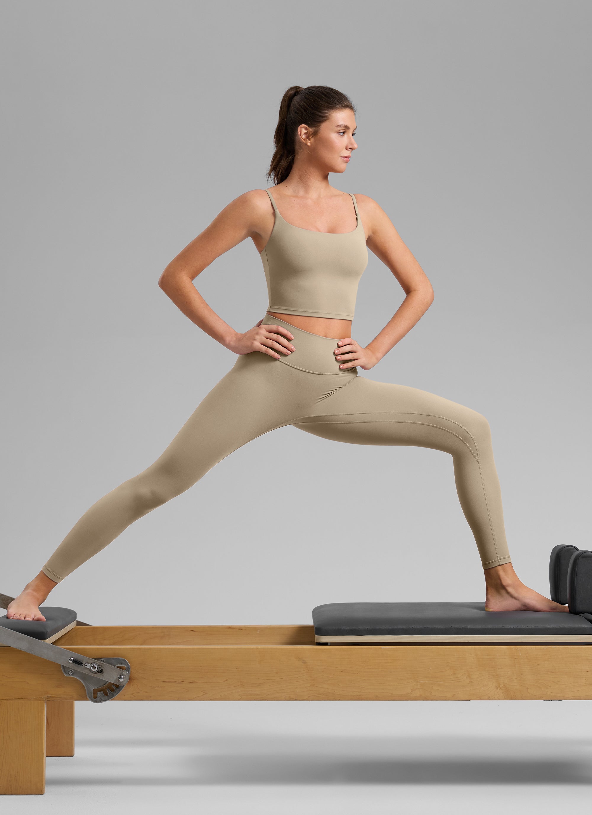 CRZ YOGA Womens Butterlift Scoop Neck U Back Yoga Longline Sports Bra Hot Fudge Brown