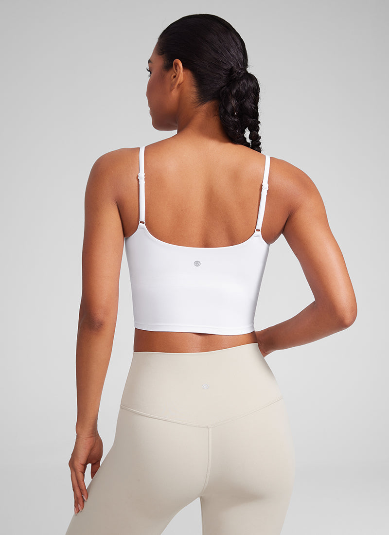 CRZ YOGA Womens Butterlift Scoop Neck U Back Yoga Longline Sports Bra White @model_info:Crystal
