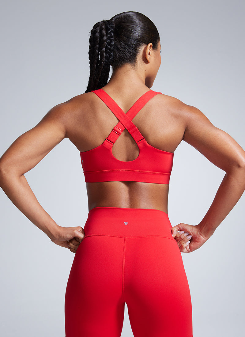 CRZ YOGA Womens Butterbreeze Padded V Neck Sports Bra Training Deep Red