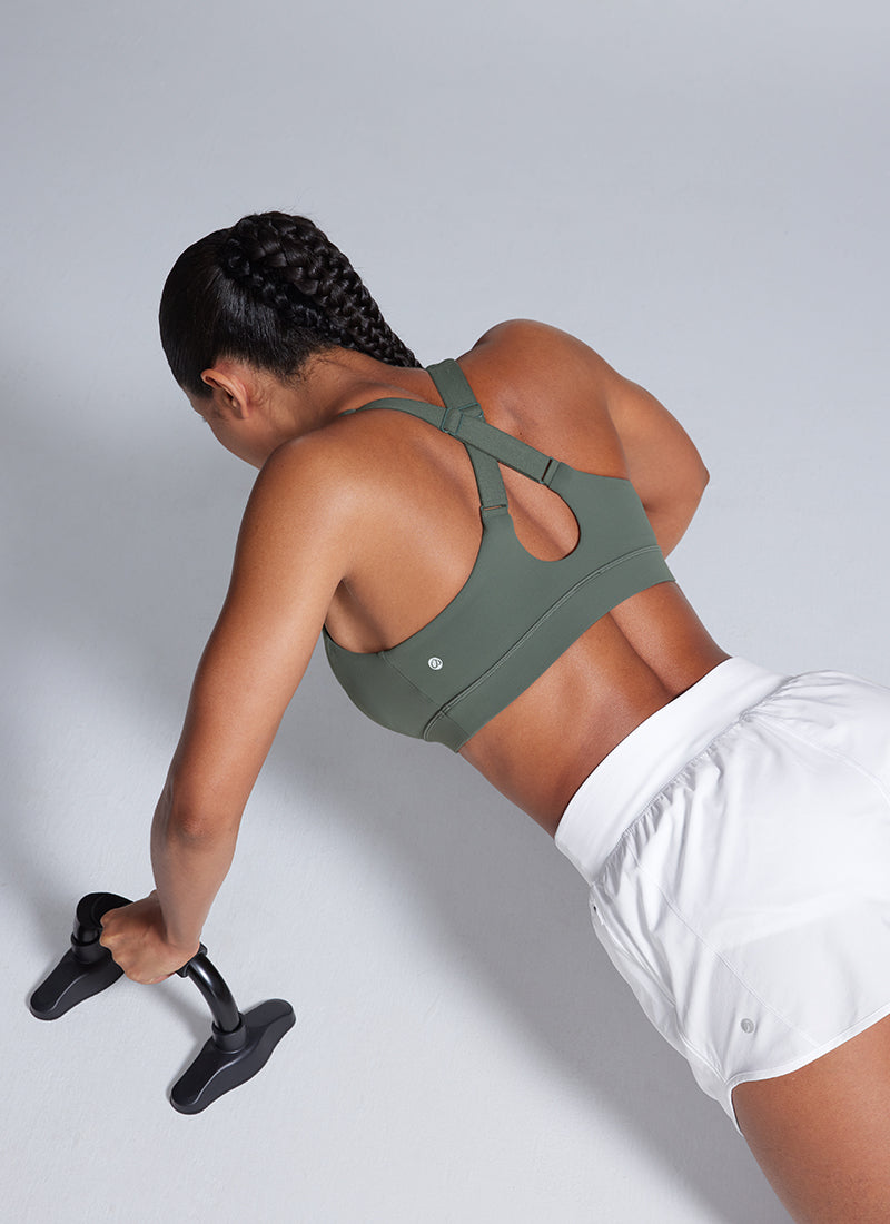 CRZ YOGA Womens Butterbreeze Padded V Neck Sports Bra Training Grey Sage