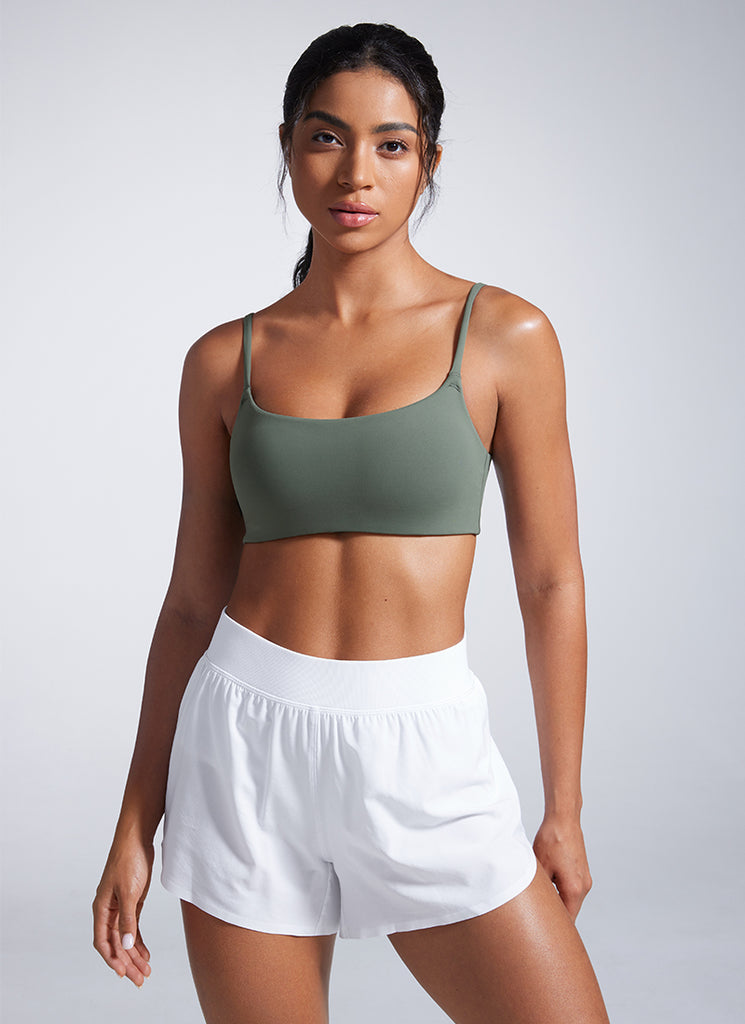 CRZ YOGA Womens Butterbreeze Spaghetti Strap Scoop Neck Sports Bra True Navy