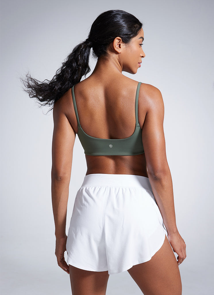 CRZ YOGA Womens Butterbreeze Spaghetti Strap Scoop Neck Sports Bra True Navy