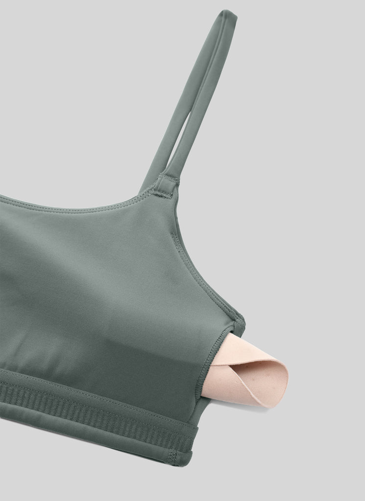 CRZ YOGA Womens Butterbreeze Spaghetti Strap Scoop Neck Sports Bra Grey Sage