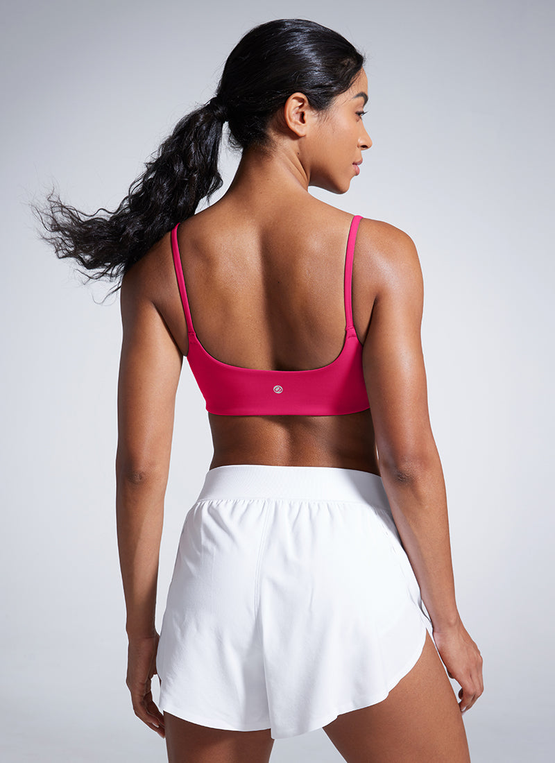 CRZ YOGA Womens Butterbreeze Spaghetti Strap Scoop Neck Sports Bra Granita Pink