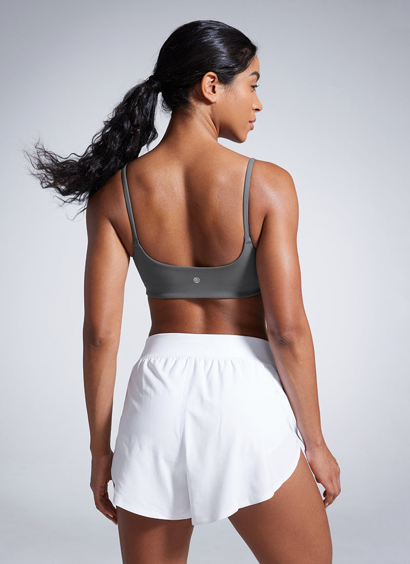 CRZ YOGA Womens Butterbreeze Spaghetti Strap Scoop Neck Sports Bra Lava Smoke Grey