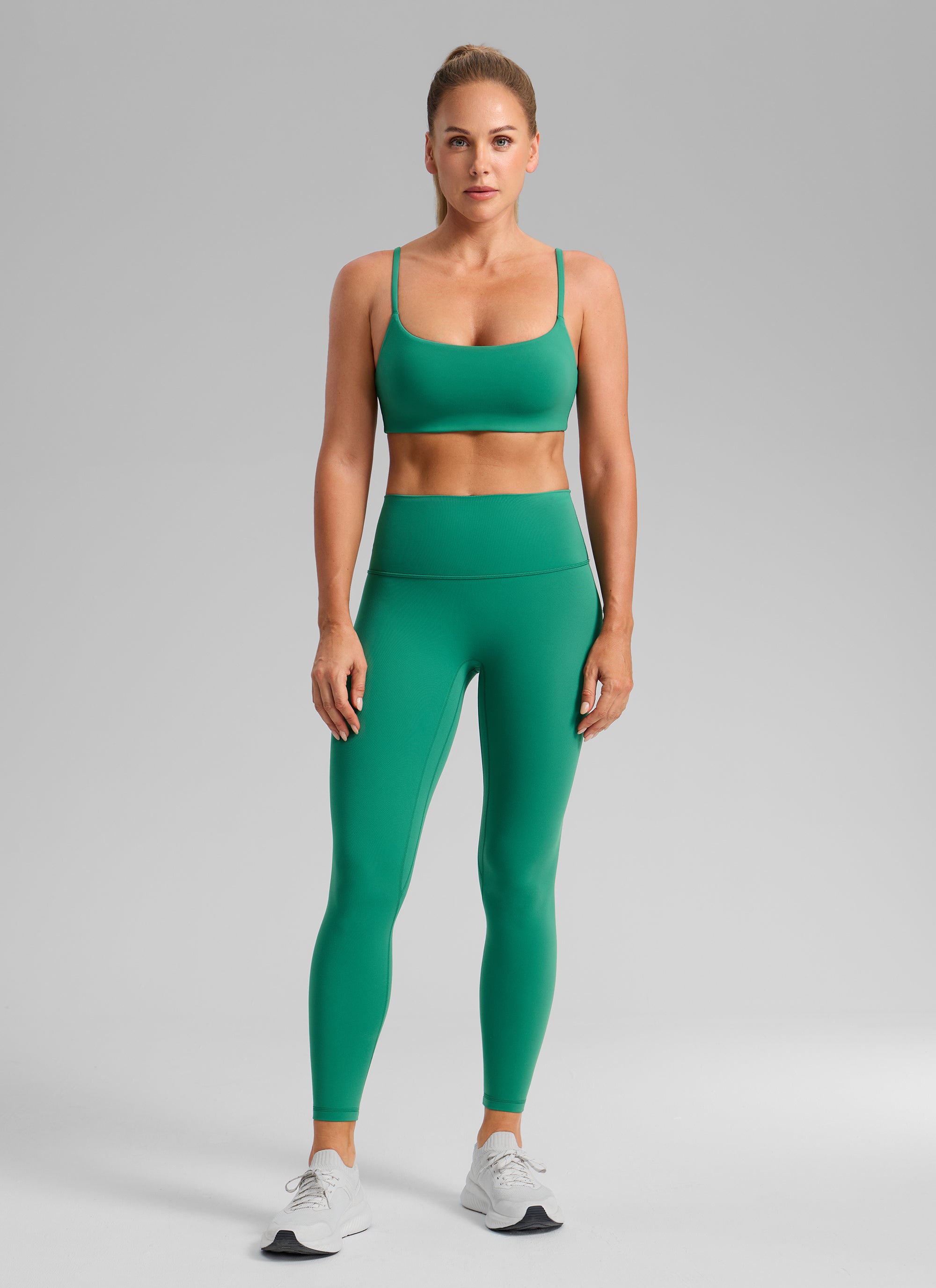 CRZ YOGA Womens Butterbreeze Spaghetti Strap Scoop Neck Sports Bra Cascadia Green